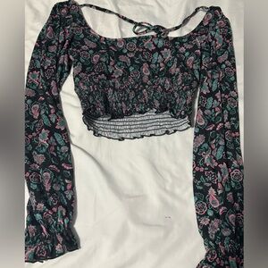 Floral Black and Pink Women's Top